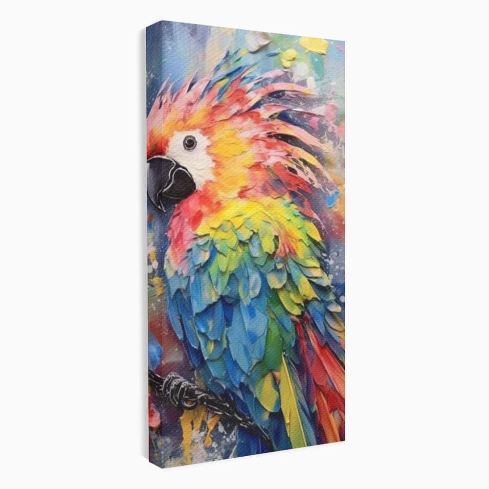 Tablou canvas cu tablou canvas cu papagal colorat, fara rama, pe sasiu de lemn